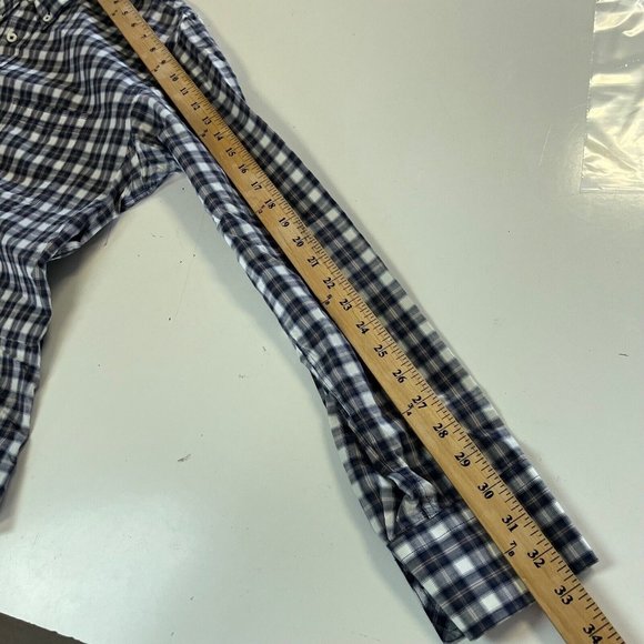 Billy Reid  Standard Cut Navy Plaid Button Down Long Sleeve Shirt Mens Sz Large - Picture 6 of 7